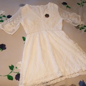 NWT white Pink blush dress size L